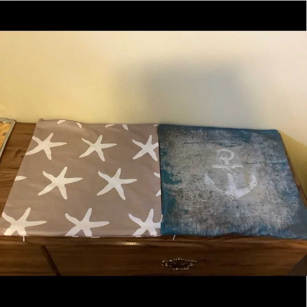 New Set of 2 Beach Print Pillow Covers